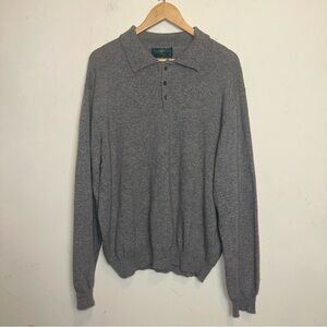 Alan Paine England Men's UK 42 Polo Sweater 100% Cashmere Gray Nautical Preppy